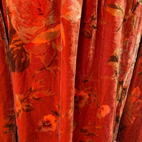 SUNDANCE Burnt Orange Velvet Floral Embroidered BoHo Festival Bell Sleeve M Top - Picture 9 of 11